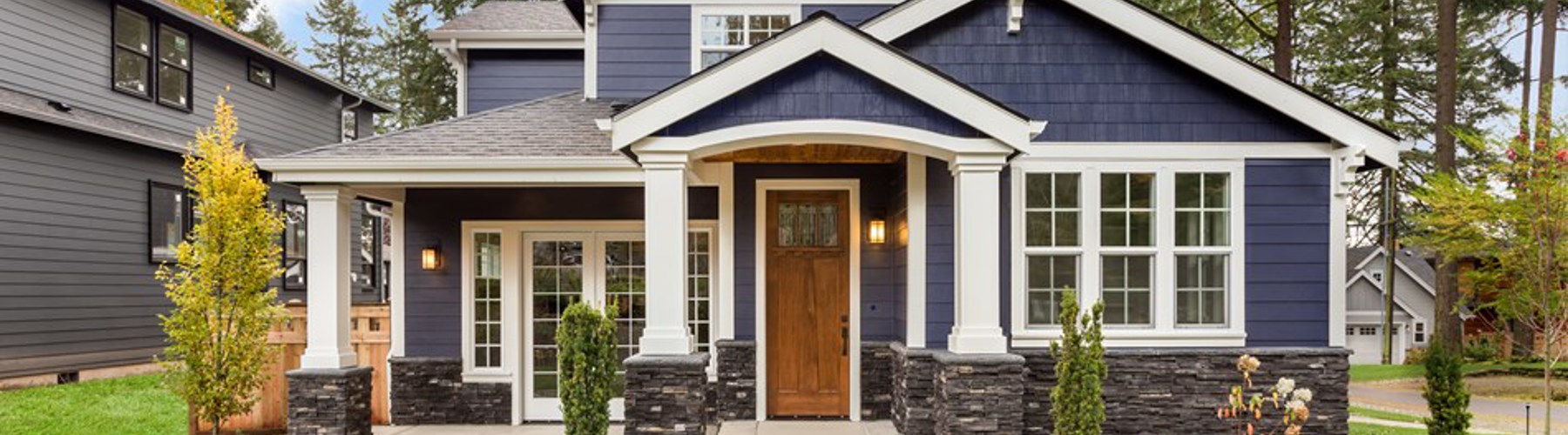 Blue single family home